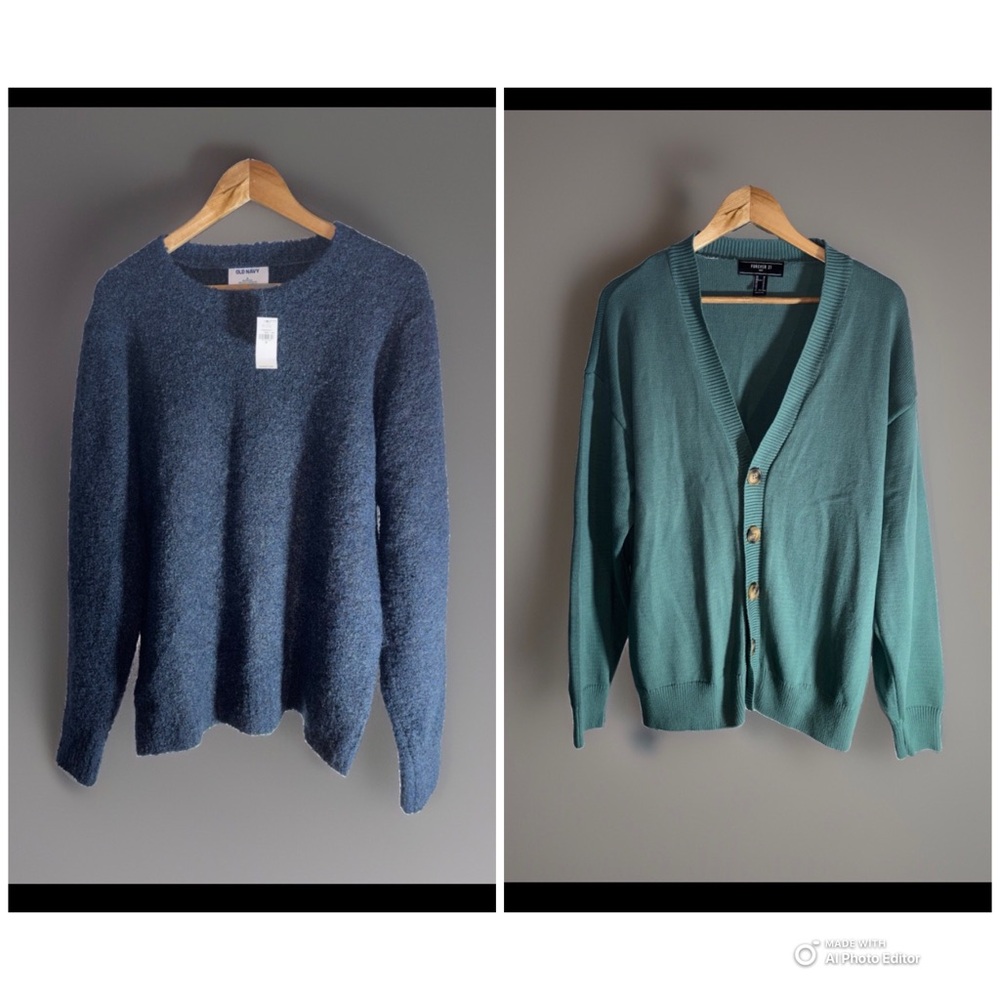 NWT Men’s Old Navy Sweater + Forever 21 Cardigan Men Medium #2 Lot